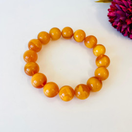 Orange Round Amber Bracelet, Premium Quality Natural Baltic Amber