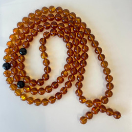 Yellow Natural Amber Mala Buddhist Prayer beads...