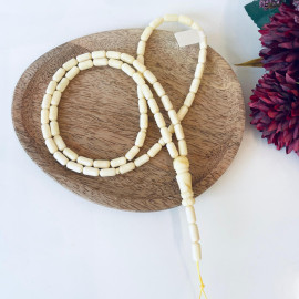 White Islamic Prayer Beads, 66 Amber Beads, Natural Baltic Amber