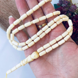 White Islamic Prayer Beads, 66 Amber Beads