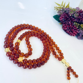 Yellow Natural Amber Mala Buddhist Prayer beads 5mm
