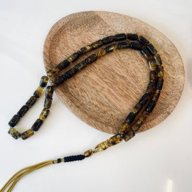 Green Natural Amber Islamic Prayer beads 12*14mm