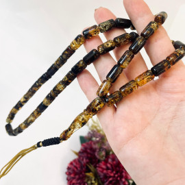 Green Natural Amber Islamic Prayer beads 12*14mm