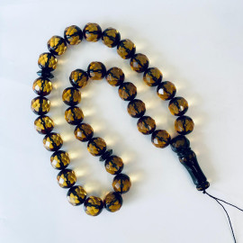 Faceted Cherry Baltic Amber Islamic Prayer beads 12*14mm