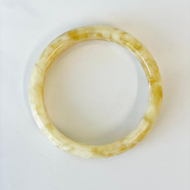 Handmade White and Yellow Bangle Bracelet made from Natural Baltic Amber