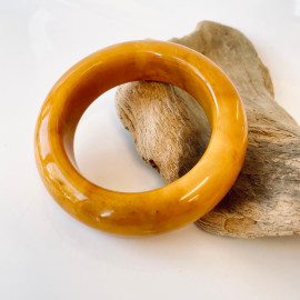 Handmade Egg Yolk Bangle Bracelet made from Natural Baltic Amber