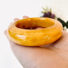 Handmade Egg Yolk Bangle Bracelet made from Natural Baltic Amber