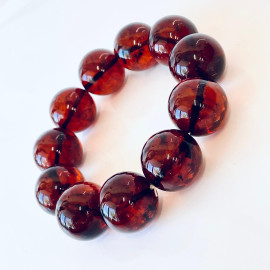Big Cherry Amber Beaded Bracelet, 20 mm Cherry Beads