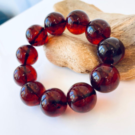 Big Cherry Amber Beaded Bracelet, 20 mm Cherry Beads