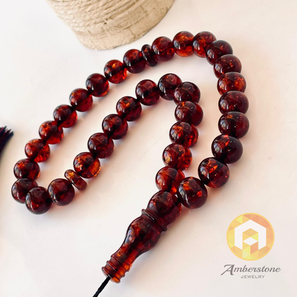 Cherry Amber Islamic Prayer, Natural Amber 33 Tasbih, Daily Prayer