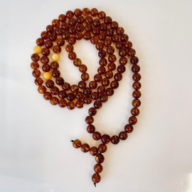 Yellow Natural Amber Mala Buddhist Prayer beads 5mm