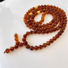 Yellow Natural Amber Mala Buddhist Prayer beads 5mm
