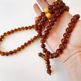 Yellow Natural Amber Mala Buddhist Prayer beads 5mm