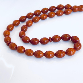 Old German Amber Islamic Rosary with Olive-Shaped Beads