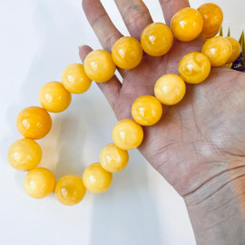 Yellow Amber Necklace, Big Amber Beaded Necklace