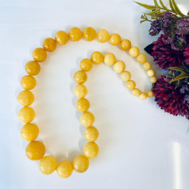Yellow Amber Necklace, Big Amber Beaded Necklace