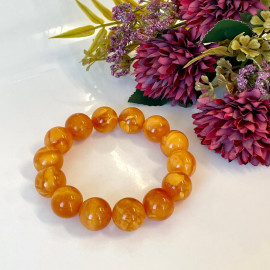 Orange Beaded Tiger Amber Bracelet, Premium Quality Baltic Amber