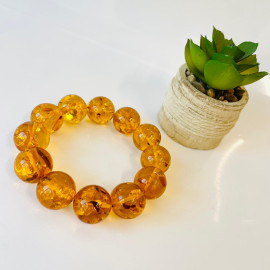 Cognac Baltic Amber Bracelet, Natural Polished Amber Bracelet, Summer Safari