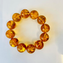 Cognac Baltic Amber Bracelet, Natural Polished Amber Bracelet, Summer Safari
