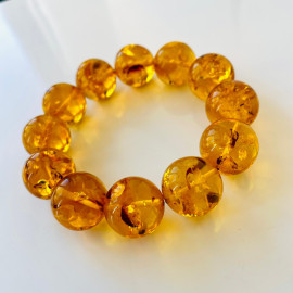 Cognac Baltic Amber Bracelet, Natural Polished Amber Bracelet, Summer Safari
