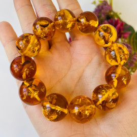 Cognac Baltic Amber Bracelet, Natural Polished Amber Bracelet, Summer Safari