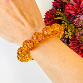 سوار الكونياك العنبر ، صناعة يدوية 74.5 جرام