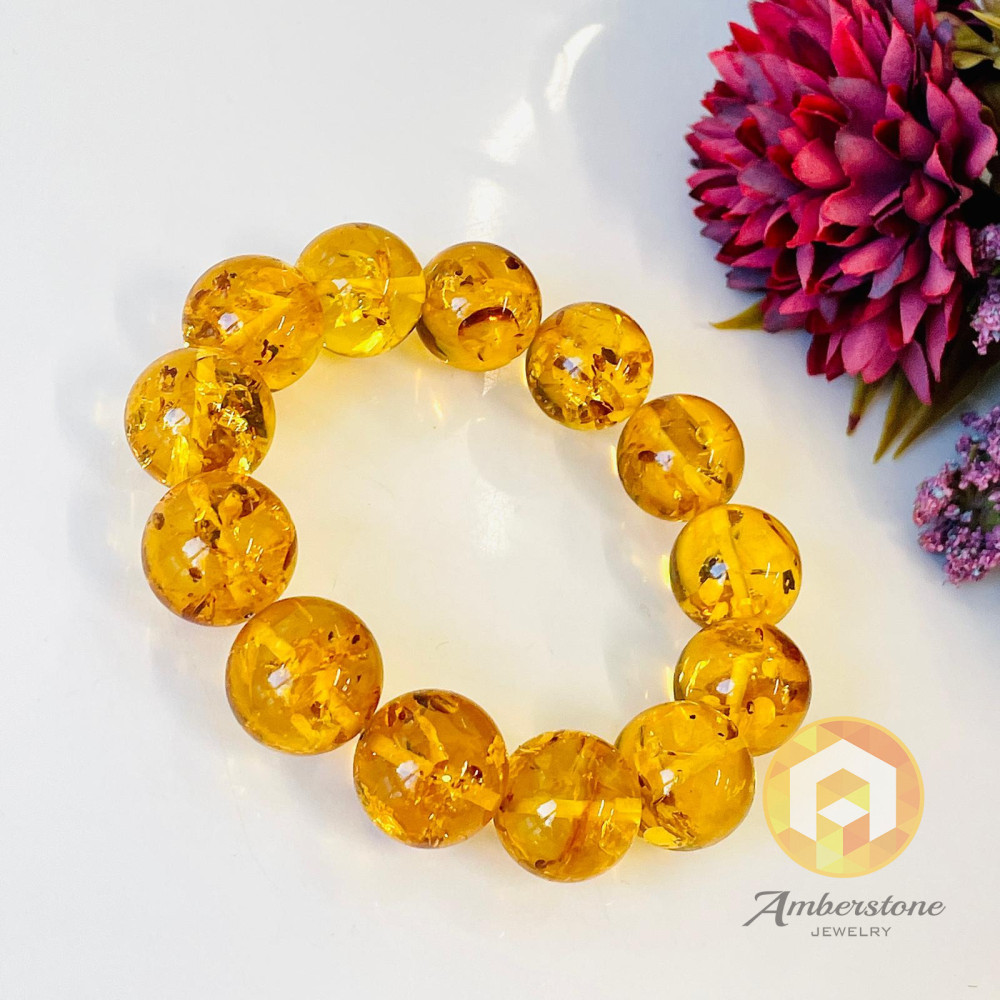 Natural Baltic Amber Bracelet in a warm cognac shade