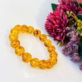 Natural Baltic Amber Beaded Bracelet, Light...
