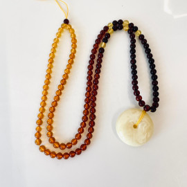 Premium Quality Genuine Baltic Amber Donut Pendant in Yellow Tiger