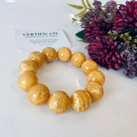 سوار عنبر البلطيق الأصلي المصنوع يدويًا عالي الجودة باللون الليموني الشفاف