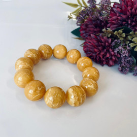 سوار عنبر البلطيق الأصلي المصنوع يدويًا عالي الجودة باللون الليموني الشفاف