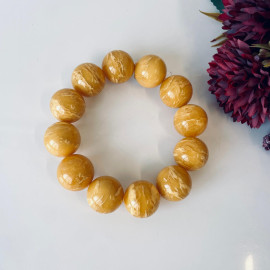 سوار عنبر البلطيق الأصلي المصنوع يدويًا عالي الجودة باللون الليموني الشفاف