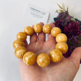 سوار عنبر البلطيق الأصلي المصنوع يدويًا عالي الجودة باللون الليموني الشفاف