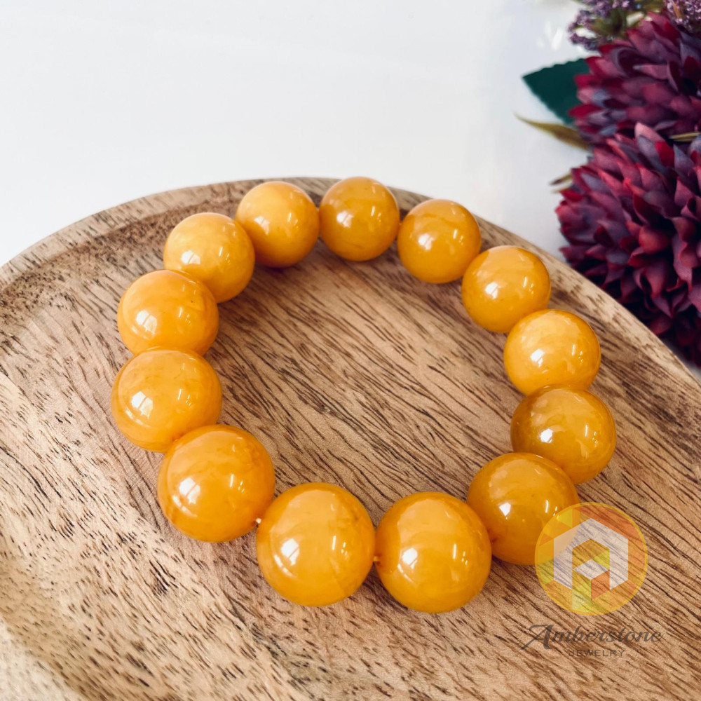 Premium Quality Genuine Baltic Orange Baltic Amber bracelet beads 18mm