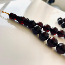 Cherry Amber Daily Prayer Beads, Cherry Amber Color Misbaha