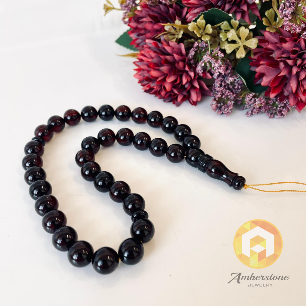 Cherry Amber Daily Prayer Beads, Cherry Amber Color Misbaha