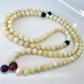 خرز مالا من كهرمان البلطيق كونياك: مسبحة بوذية رائعة للتأمل، مع فواصل الكرز