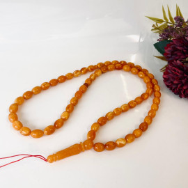 Orange Vintage  Islamic Amber Prayer Beads, Muslim Rosary