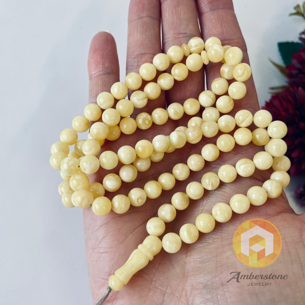 خرز العنبر الإسلامي ذو البرميل الرقيق، مسبحة العنبر