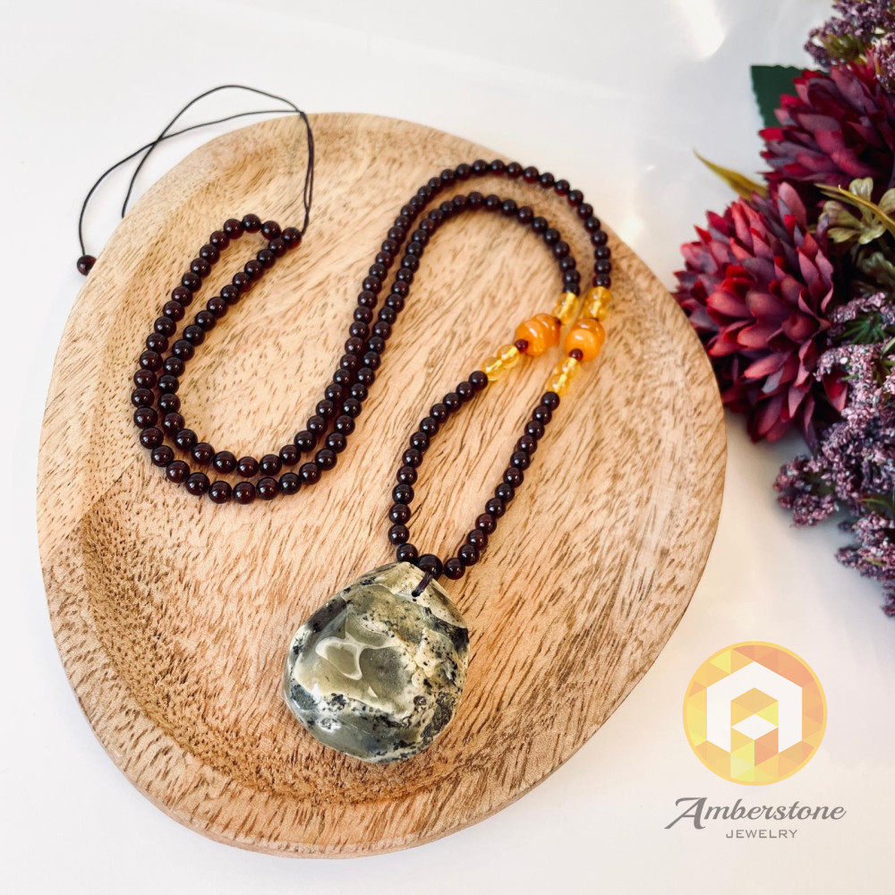 Premium Quality Genuine Baltic Amber Donut Pendant in Yellow Tiger