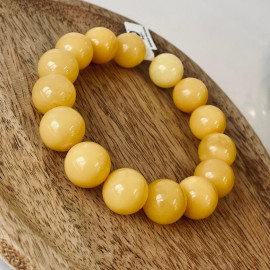 🎥 Yellow Amber Beads, 14 mm Baltic Amber Beaded Bracelet