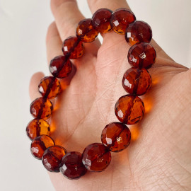 🎥 Faceted Cognac Color Genuine Baltic Amber Bracelet