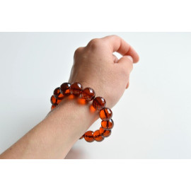🎥 Faceted Cognac Color Genuine Baltic Amber Bracelet