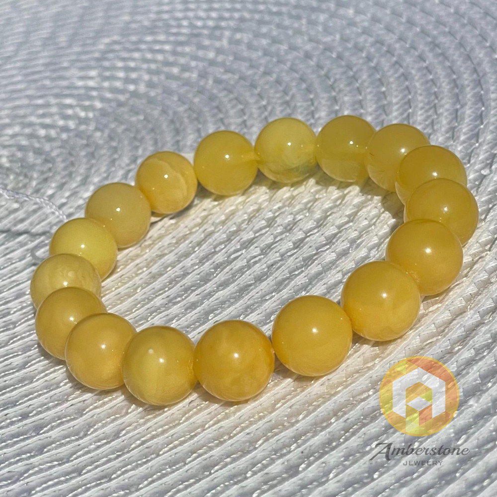 🎥 Yellow Amber Beads, Baltic Amber Beaded Bracelet