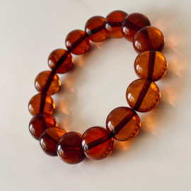 Cherry Round Amber Beads, Cherry Bracelet made of Amber