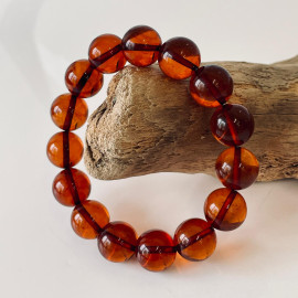 Cherry Round Amber Beads, Cherry Bracelet made of Amber