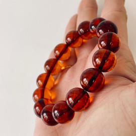 Cherry Round Amber Beads, Cherry Bracelet made of Amber