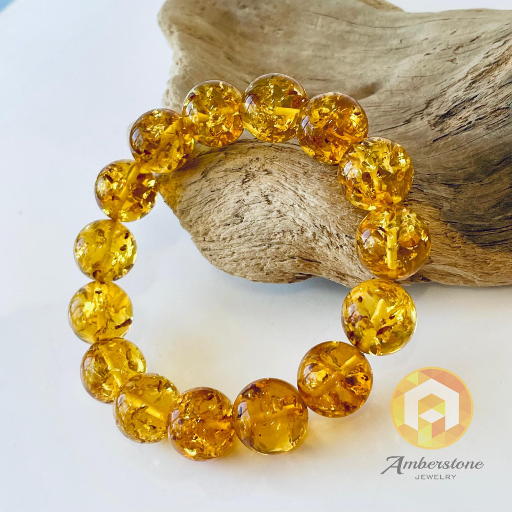 Natural Baltic Amber Bracelet in a light cognac color
