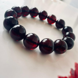 Cherry Round Amber Beads, Cherry Bracelet made of Amber