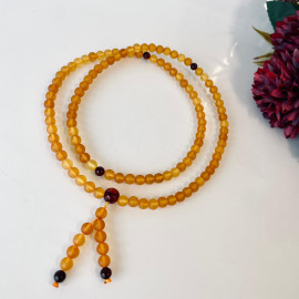 Butterscotch Amber Buddhist Prayer, Natural Baltic Amber Mala 108 Beads